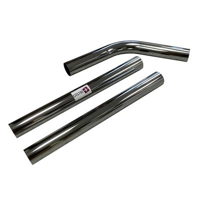 Lot de 2 tubes + 1 coude métal en acier chromé pour aspirateur Ghibli, Nilfisk, Alto... - Diamètre : 50mm