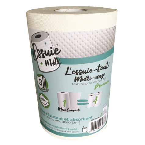 ESSUIE-MAX BOBINES ESSUYAGE 200F 3 plis BLANCHE - LOT DE 12