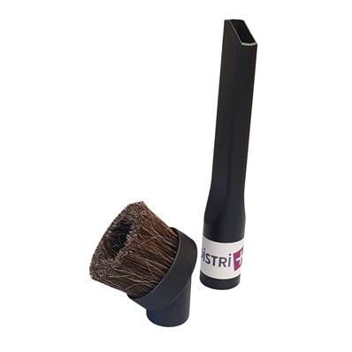 Lot de 1 suceur long plat + 1 brosse ronde en crin de cheval pour aspirateur allant sur des tubes de diamètre 32mm